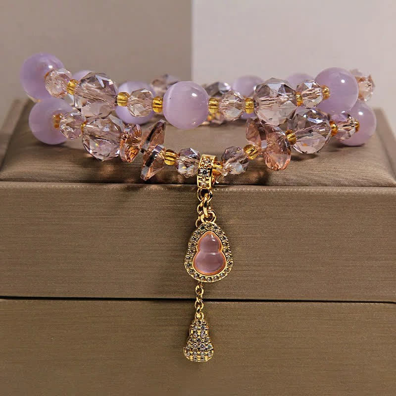 FREE Today: Prosperity and Confidence Cat's Eye Gourd Pendant Double Layer Beaded Bracelet - Purple Cat's Eye - image 9
