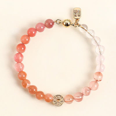Buddha Stones Tiger Eye Natural Stone Fu Character Copper Coins Happiness Bracelet - Yanyuan Agate(Balance ♥ Harmony) - image 23