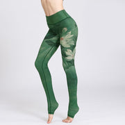 Foviel Lotus Blume Print Design Hose Sport Fitness Yoga Leggings Damen-Yoga Hose
