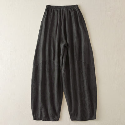 Buddha Stones Casual Loose Straight Leg 7-8 Length Cropped Pants Women's Harem Pants With Pockets - image 8