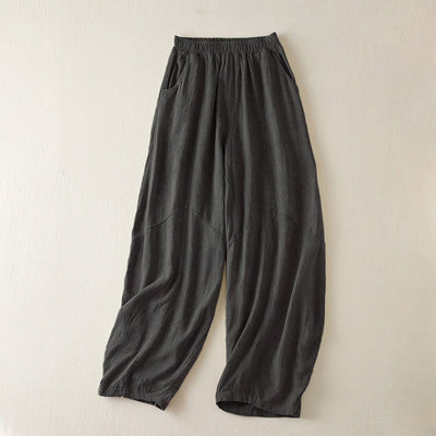 Buddha Stones Casual Loose Straight Leg 7-8 Length Cropped Pants Women's Harem Pants With Pockets - SlateGray - US8-10，UK/AU12-14，EU40-42 (2XL) - image 7