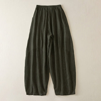 Buddha Stones Casual Loose Straight Leg 7-8 Length Cropped Pants Women's Harem Pants With Pockets - image 10