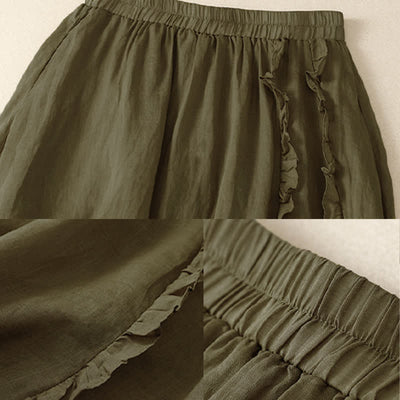 Buddha Stones Summer Plain Ruffle Design Women's Skirt - image 3