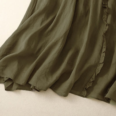 Buddha Stones Summer Plain Ruffle Design Women's Skirt - image 2