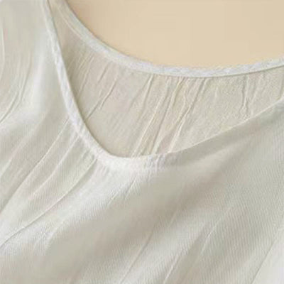 Buddha Stones Casual Plain Handmade Drawstring Waist Midi Dress Sleeveless Dress With Pockets - image 9