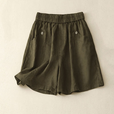 Buddha Stones Summer Casual Buttons Plain Women's Shorts With Pockets - DarkGoldenrod - US8-10，UK/AU12-14，EU40-42 (2XL) - image 14