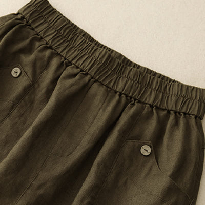 Buddha Stones Summer Casual Buttons Plain Women's Shorts With Pockets - image 15