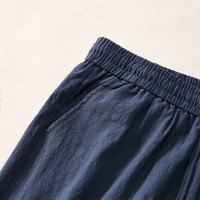Buddha Stones Summer Casual Minimalist Drawstring Solid Decorative Side Frog Button Men's Shorts With Pockets - image 11