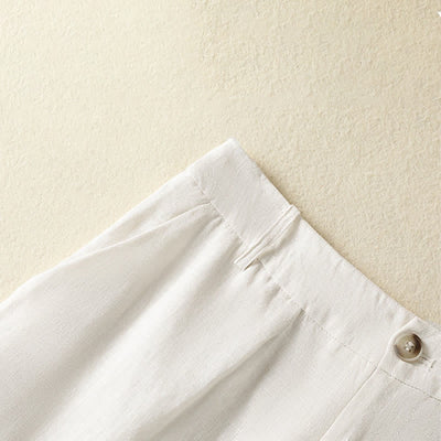 Buddha Stones Summer Casual Minimalist Button-Up Zipper Solid Ankle Pants Women's Wide Leg Pants With Pockets - image 10