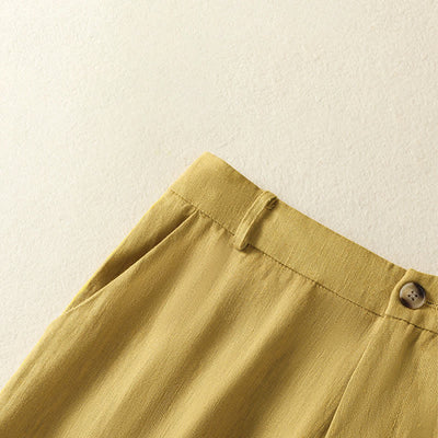 Buddha Stones Summer Casual Minimalist Button-Up Zipper Solid Ankle Pants Women's Wide Leg Pants With Pockets - image 3