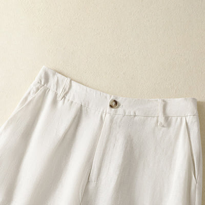 Buddha Stones Summer Casual Minimalist Button-Up Zipper Solid Ankle Pants Women's Wide Leg Pants With Pockets - image 9