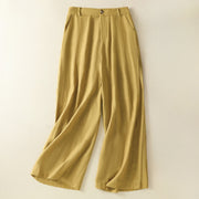 Foviel Sommer Casual Minimalistische Knopf-Up Reißverschluss Solide Ankle Hose Damen weites Bein Hose mit Taschen