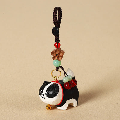 Buddha Stones Carved Wood Dog Om Mani Padme Hum Peace Keychains - Border Collie - image 13