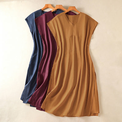 Buddha Stones Summer Elegant Minimalist Solid Women's Summer Sleeveless Dress With Pocket - image 20