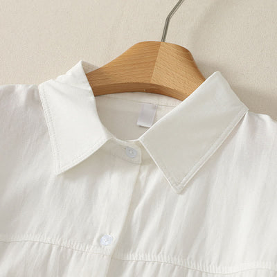 Buddha Stones Summer Casual Minimalist Button-Up Solid Women's Short Sleeve Shirts - image 6