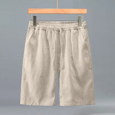 Buddha Stones Summer Casual Minimalist Drawstring Solid Men's Shorts With Pocket - Linen - US/UK/AU42，EU52 (3XL) - image 0