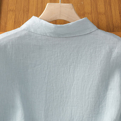 Buddha Stones Summer Plain Color Button Short Sleeve Women's Shirt - image 4