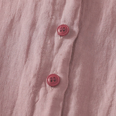 Buddha Stones Summer Plain Red Buttons Short Sleeve Women's Shirt - image 8