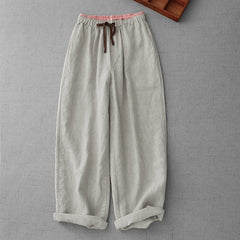 Buddha Stones Casual Daily Drawstring Simple Design Women's Pants With Pockets - Beige - US8-10，UK/AU12-14，EU40-42 (2XL) - image 0