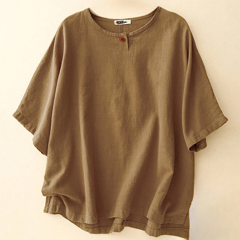 Buddha Stones Casual Plain Women's Crew Neck Design Loose Half Sleeve T-shirt - DarkGoldenrod - Half Sleeve - US14，UK/AU18，EU46 (2XL) - image 20