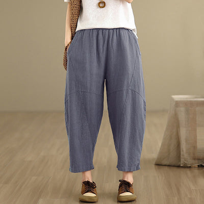 Buddha Stones Spring 7-8 Length Solid Color Women's Harem Pants With Pockets - image 10