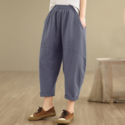 Buddha Stones Spring 7-8 Length Solid Color Women's Harem Pants With Pockets - image 11