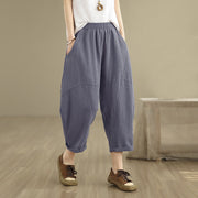 Foviel Spring 7-8 Length Solid Color Women's Harem Pants With Pockets