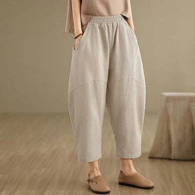Buddha Stones Spring 7-8 Length Solid Color Women's Harem Pants With Pockets - image 6