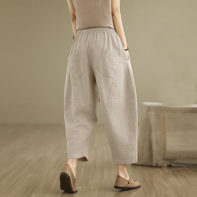Buddha Stones Spring 7-8 Length Solid Color Women's Harem Pants With Pockets - image 4