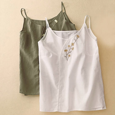Buddha Stones Ethnic Embroidery Asymmetrical Design Women's Sleeveless Vest - image 10