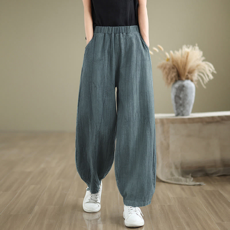 Buddha Stones Casual Plain Women's Harem Pants With Pockets - CadetBlue - US8-10，UK/AU12-14，EU40-42 (2XL) - image 13