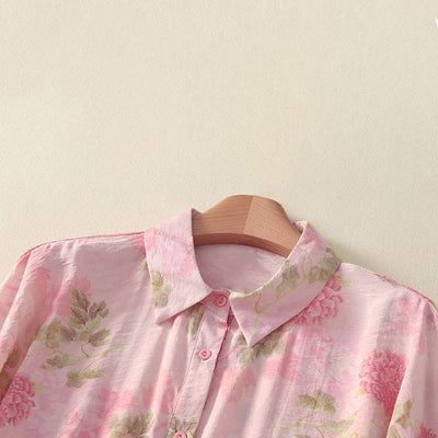 Buddha Stones Summer Boho Button-Up Floral Women's Short Sleeve Shirts - image 12