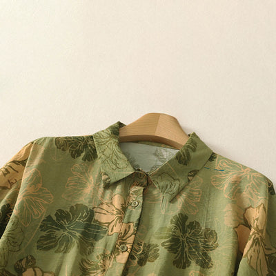 Buddha Stones Summer Boho Button-Up Floral Women's Short Sleeve Shirts - image 1
