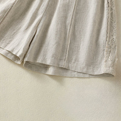 Buddha Stones Summer Casual Boho Solid Decorative Side Lace Women's Shorts With Pockets - image 24
