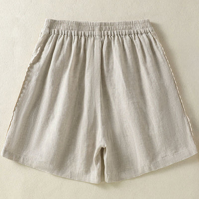 Buddha Stones Summer Casual Boho Solid Decorative Side Lace Women's Shorts With Pockets - image 22