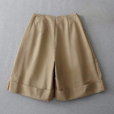 Buddha Stones Summer Minimalist Elegant Solid Zipper Design Women's Shorts With Pockets - image 1