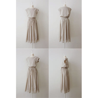 Buddha Stones Casual Eastic Waist Drawstring Design Short Sleeve Midi Dress - image 10