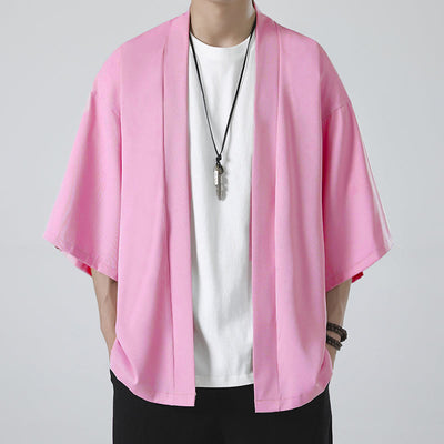 Buddha Stones Solid Color Open Front Jacket Men's Kimono - image 18