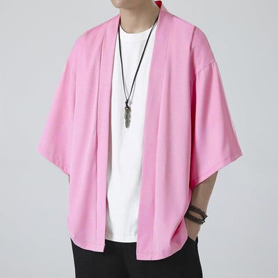 Buddha Stones Solid Color Open Front Jacket Men's Kimono - image 19