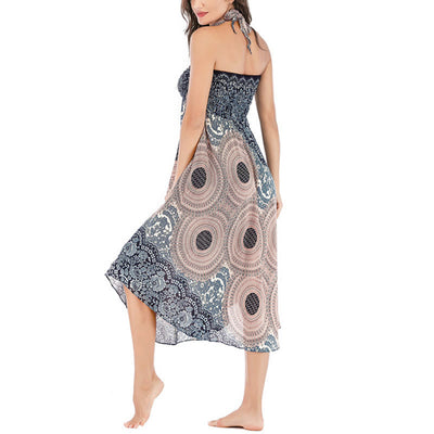 Buddha Stones Two Style Wear Bohemian Compass Rose Flower Lace-up Skirt Dress - image 33