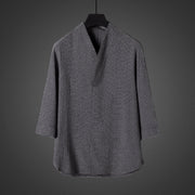 Foviel Casual V-Neck Three Quarter Sleeve Men's Shirt