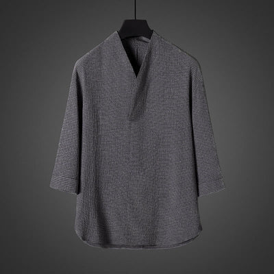 Buddha Stones Casual V-Neck Three Quarter Sleeve Men's Shirt - DarkGray - US/UK/AU46，EU56 (5XL) - image 2
