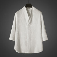 Buddha Stones Casual V-Neck Three Quarter Sleeve Men's Shirt - White - US/UK/AU46，EU56 (5XL) - image 0