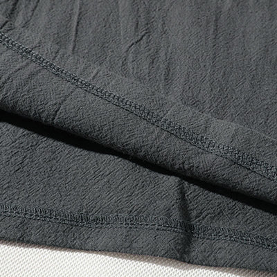 Buddha Stones 2Pcs Plain Notched Collar T-Shirt Wide Leg Shorts With Pockets Men's Meditation Cloth Set - image 10