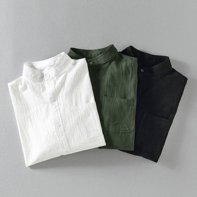 Buddha Stones Vintage Casual Plain Single Breasted Three Quarter Sleeve Men's  Shirt With Pocket - image 17