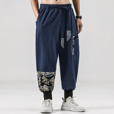 Buddha Stones Ocean Waves Lace-up Men's Harem Pants With Pockets - image 30