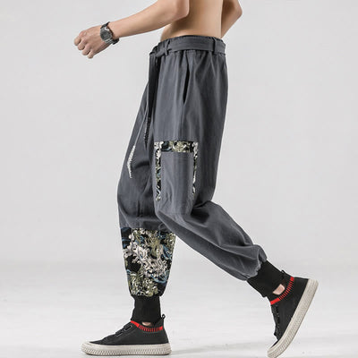 Buddha Stones Ocean Waves Lace-up Men's Harem Pants With Pockets - image 26