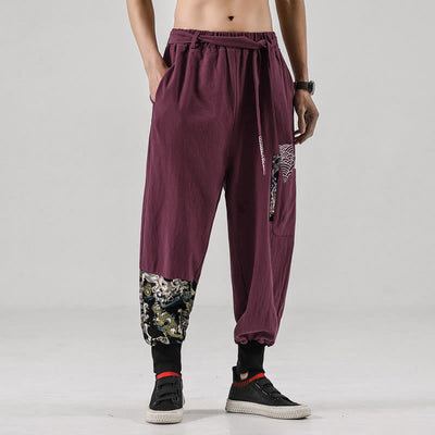Buddha Stones Ocean Waves Lace-up Men's Harem Pants With Pockets - IndianRed - US/UK/AU46，EU56 (5XL)  - image 13