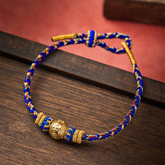 Buddha Stones Hand-Woven String Om Mani Padme Hum Peace Bracelet - Blue - With Om Mani Padme Hum Accessory - image 0