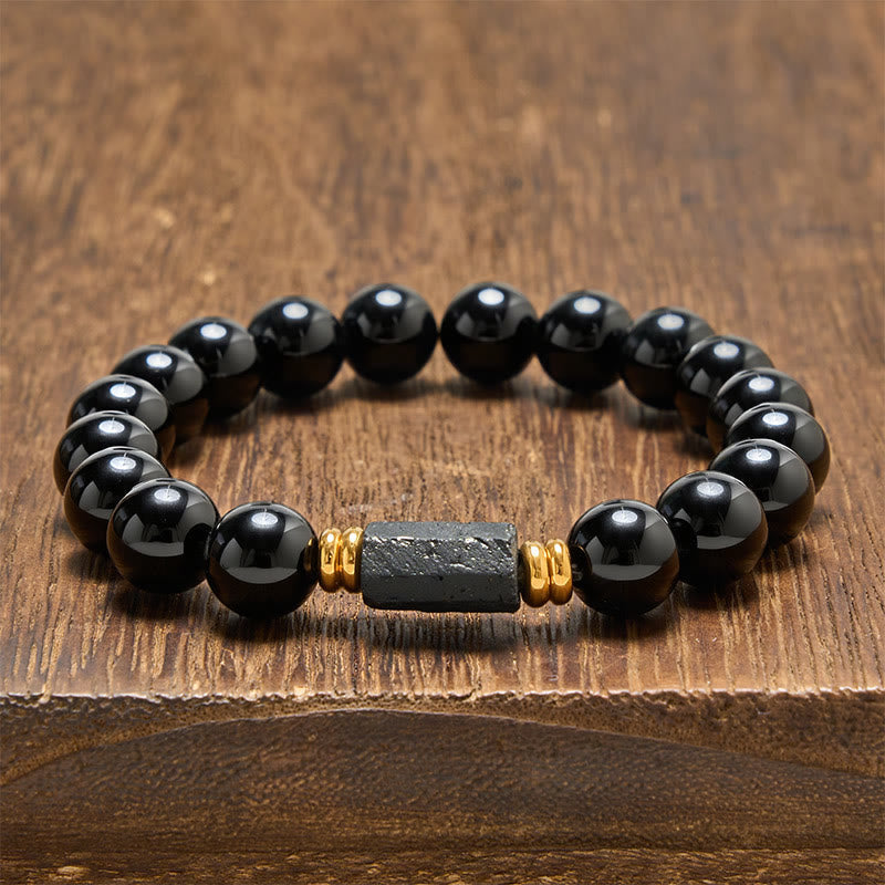 FREE Today: Protection and Transformation Black Obsidian Black Tourmaline Minimalist Round Bead Bracelet - Black Obsidian&Black Tourmaline (Raw elongated form · size varies) - 10mm (Wrist Circumference: 16-17cm) - image 14